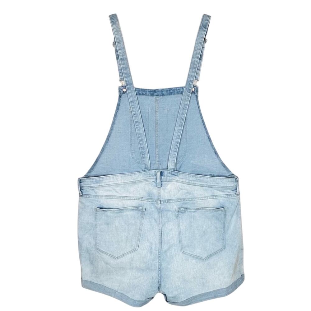 Old Navy Denim Shortalls XXL Light Wash Rolled Hem Cottagecore Casual - Picture 2 of 8